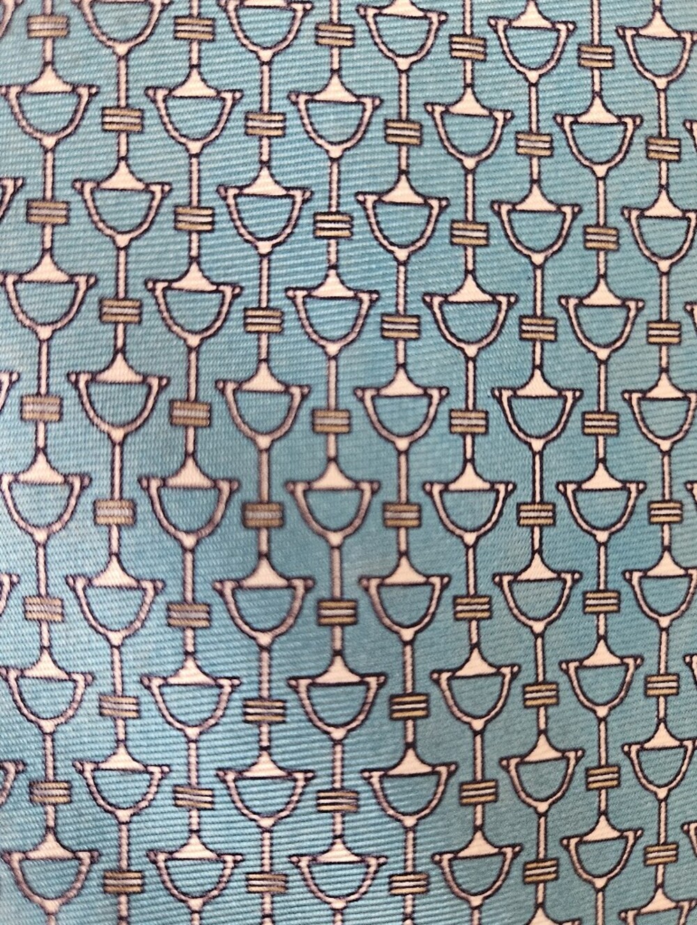 BROOKS BROTHERS Teal Blue Pink Equestrian Horse Bit Print Silk Tie - Picture 8 of 8